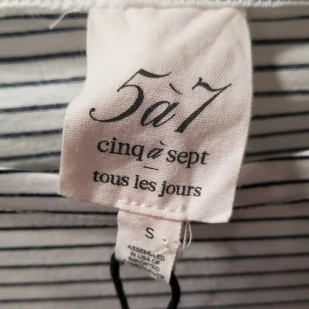 SOLD! NWT Cinq a Sept Maxine Striped Bonjour Top French 3/4 Length Sleeves - Picture 4 of 10